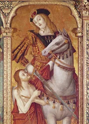 Jungfrau und Kind mit den Heiligen Gregor und Martin, Detail von St. Martin, 1517